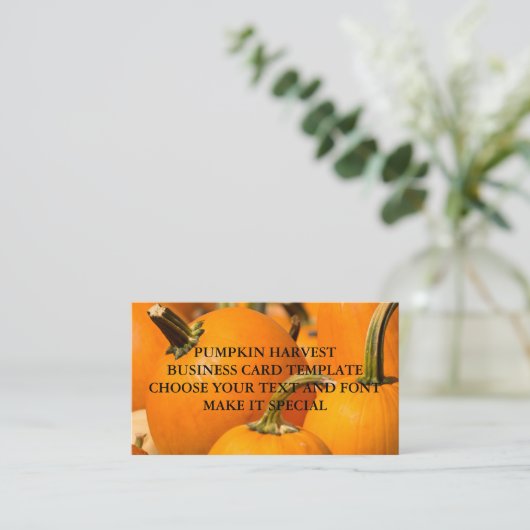 TEMPLATE VAN DE POMPKIN HARVEST BUSINESS CARD VISITEKAARTJE (Staand voorkant)