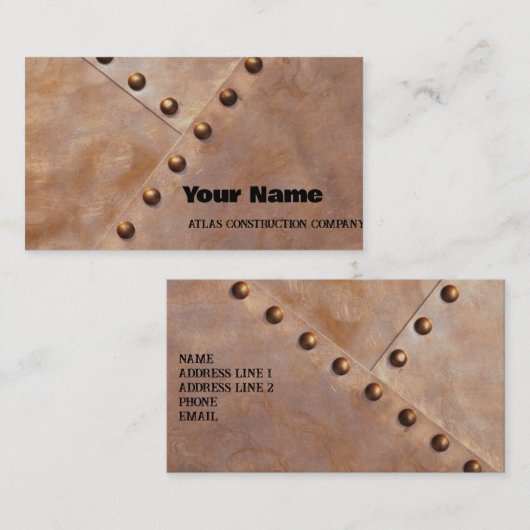 TEMPLATE VOOR CONSTRUCTON-BEDRIJFSKAART VISITEKAARTJE (Voorkant / Achterkant)