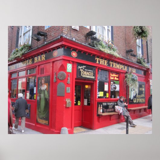 "Temple Bar" — Dublin, Ierland Poster (Voorkant)