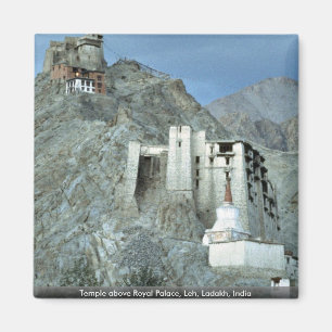 Temple boven Royal Palace, Leh, Ladakh, India Magneet