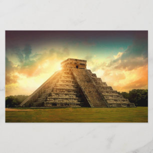 Temple de Kukulkan Yucatan feuille stylisée