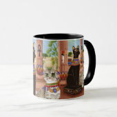 Temple de tasse d'art de chat de déesse de filasse (Devant droit)