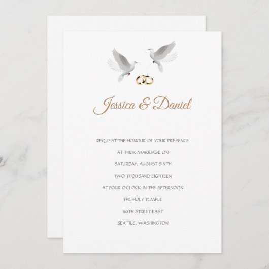 Temple Faire-part de mariage (Devant / Derrière)