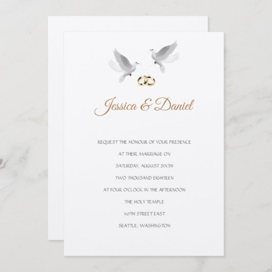 Temple Faire-part de mariage (Devant / Derrière)