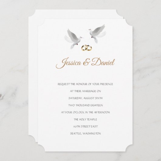 Temple Faire-part de mariage (Devant / Derrière)