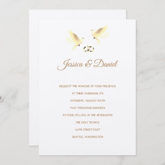 Temple Faire-part de mariage (Devant / Derrière)