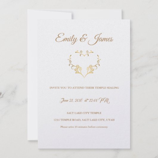 Temple Faire-part de mariage-Fancy Gold Heart (Devant)