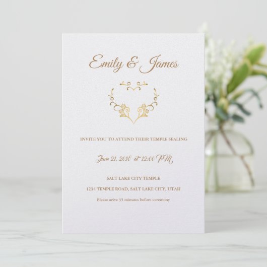 Temple Faire-part de mariage-Fancy Gold Heart (Debout devant)