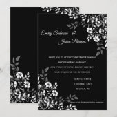 Temple floral noir et blanc Faire-part de mariage (Devant / Derrière)