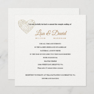 Temple Gold Heart Mariage et Invitation de récepti