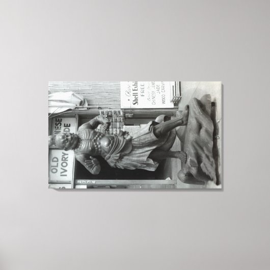 Temple Guard Statue op Pacific Curio Shop Canvas Afdruk (Voorkant)