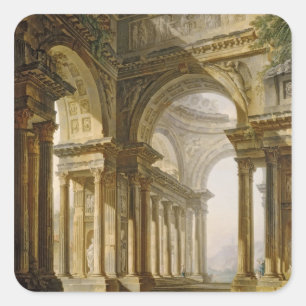 Temple in Ruins Vierkante Sticker