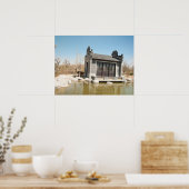 Temple in water met blauwe lucht poster (Keuken)