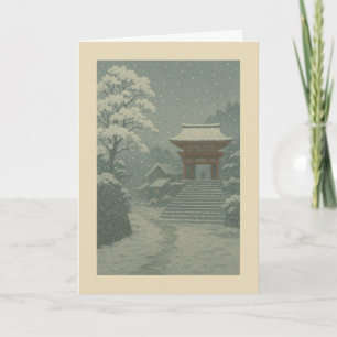 Temple japonais en hiver - Carte de Noël