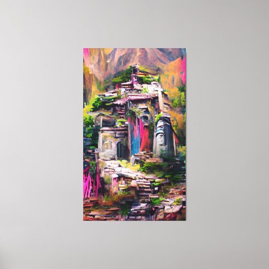 Temple - kleurrijke Abstracte afdruk van schilderC Canvas Afdruk (Voorkant)