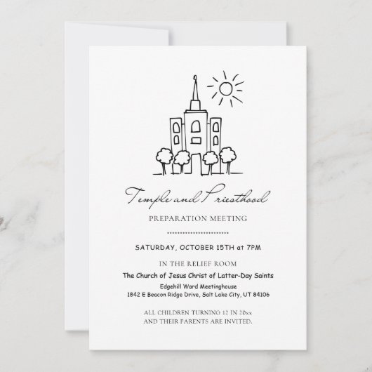 Temple LDS et prêtrise Aperçu Invitation et progra (Devant)