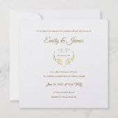 Temple Mariage Carte Réception Fancy Gold Heart (Devant)