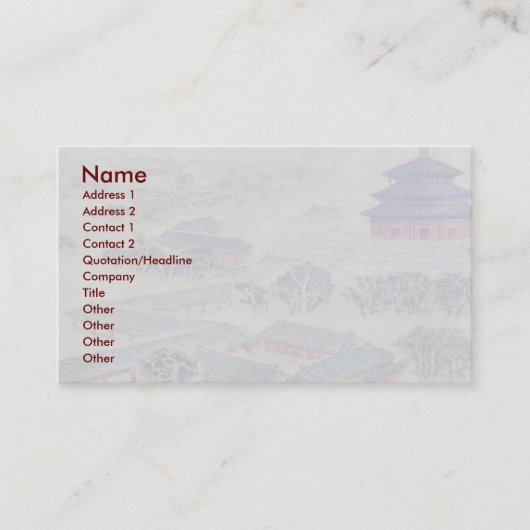 Temple of Heaven Visitekaartje (Voorkant)