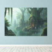 Temple of Moss and Mist Canvas Afdruk (Insitu (Houten vloer))