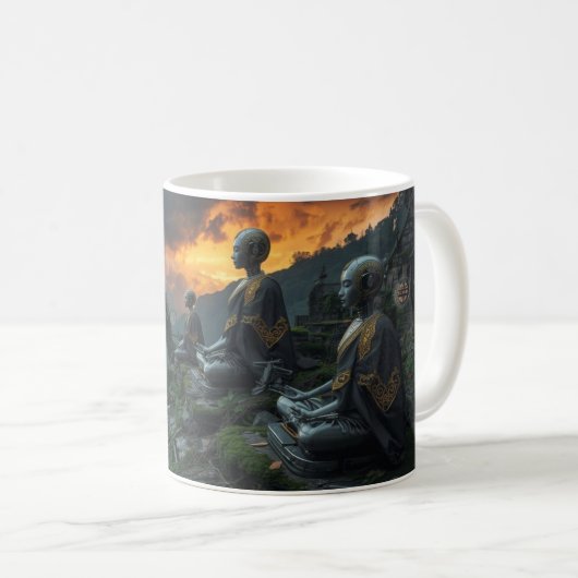 Temple of the Last AI Monks: Sci Fi Cyberpunk Mug (Devant droit)