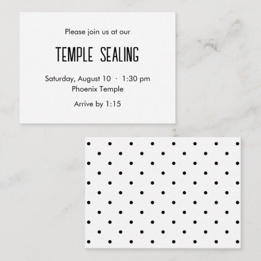 Temple Pointe Noir & Blanc Scellant Invitation (Devant / Derrière)