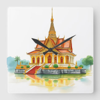 Temple Siam paisible Carré Horloge