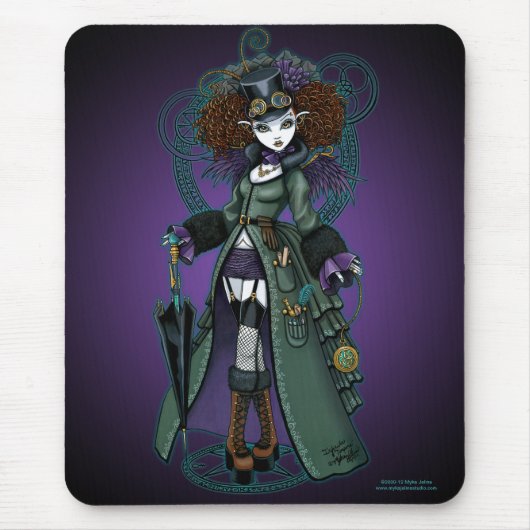 Temple Steampunk Time Traveler Vampire Mousepad Muismat (Voorkant)