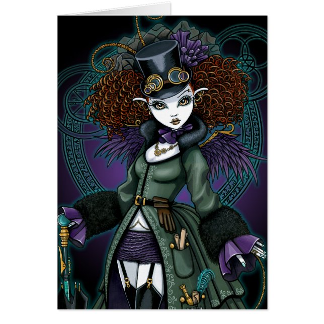 Temple Steampunk Vampire Angel Briefkaart (Voorkant)