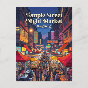 Temple Street Night Market Hong Kong Briefkaart
