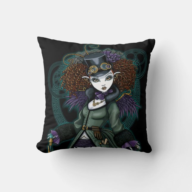Temple Victoriaans Steampunk Vampire Angel Pillow Kussen (Voorkant)