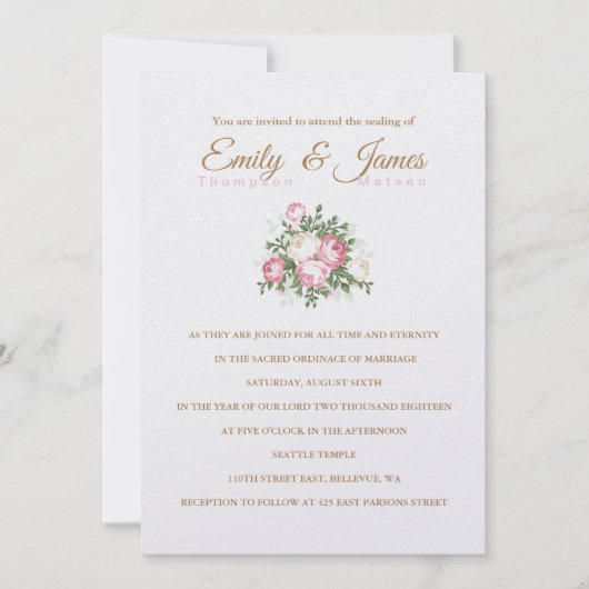 Temple vintage Rose Faire-part de mariage (Devant)
