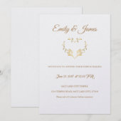 Temple Wedding Invitation-Fancy Gold Heart Invitat Kaart (Voorkant / Achterkant)