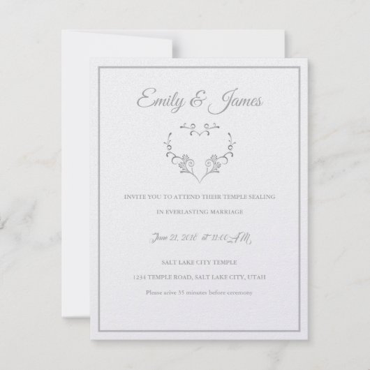 Temple Wedding Invitation-Fancy Heart Kaart (Voorkant)