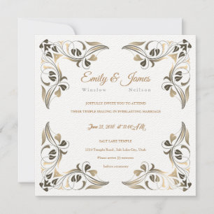 Temple Wedding Invitation Fancy Leaf Borders Kaart