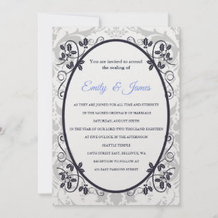 Temple Wedding Invitation Silver Coronation Kaart