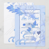 Temple Wedding & Receptie Nodig Blauwe pioenen uit Kaart (Voorkant / Achterkant)