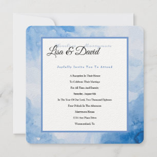 Temple Wedding Receptie Uitnodigen-Blauwe Waterver Kaart