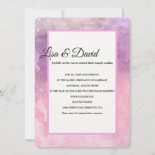 Temple Wedding & Reception Uitnodigen-Roze Waterve Kaart