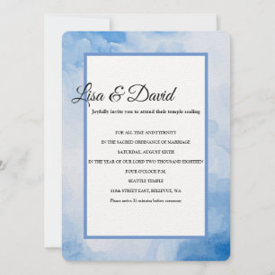 Temple Wedding & Reception Uitnodiging-Blauwe Wate Kaart