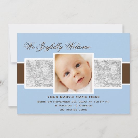 Temps 3 Faire-part de naissance (bleu) (Devant)