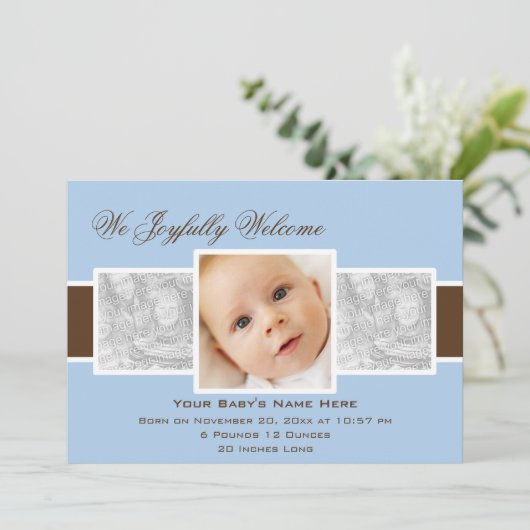 Temps 3 Faire-part de naissance (bleu) (Debout devant)