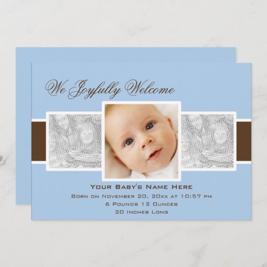 Temps 3 Faire-part de naissance (bleu) (Devant / Derrière)