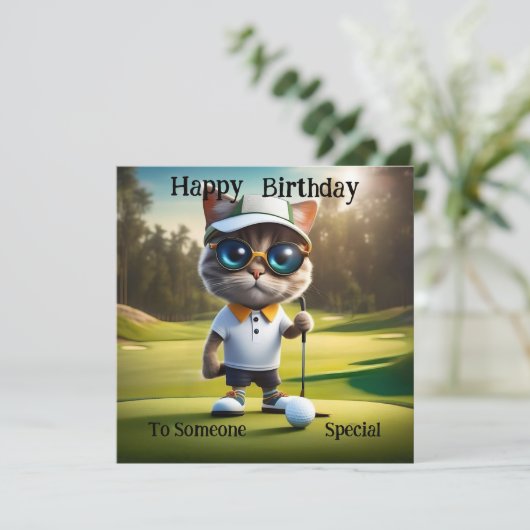 Temps de golf : Drôle Chat Golf Player, Cartes d'a (Debout devant)