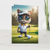 Temps de golf : Funny Cat Golf Player, Carte Anniv (Dos)