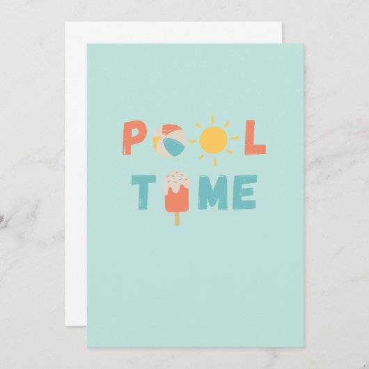 temps de la piscine. Invitations et annonces (Devant / Derrière)