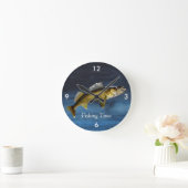 "Temps De Pêche" Avec Horloge Ronde De Walleye Pik (Maison)