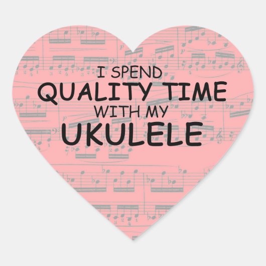 Temps de qualité Autocollant Coeur Ukulele (Devant)