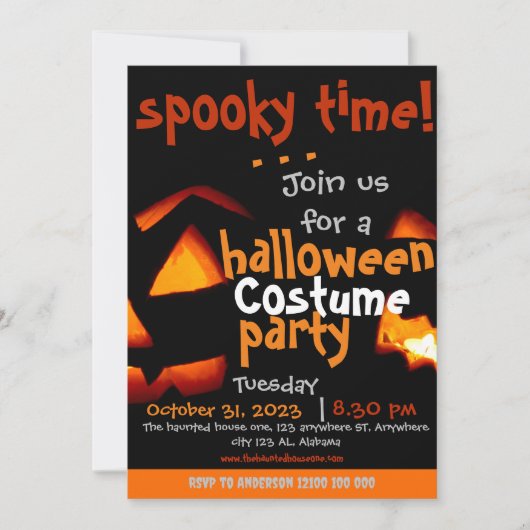 temps éffrayant, élégante invitation à la fête hal (Devant)