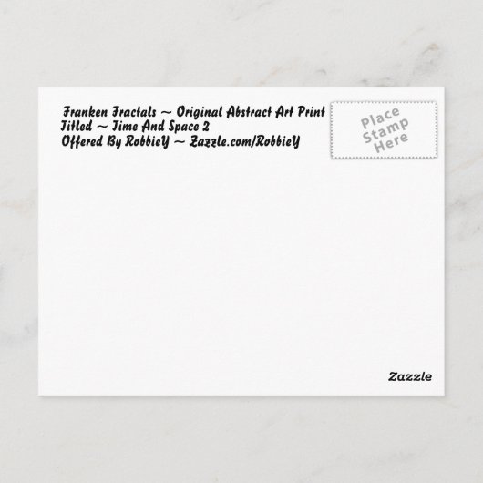 TEMPS ET ESPACE 2 ~ CARTE POSTALE D'IMPRESSION ART (Dos)