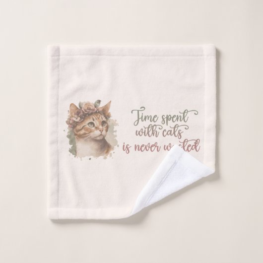 Temps Passé Avec Des Chats Jamais Gaspillé Mignonn (Gant de toilette)
